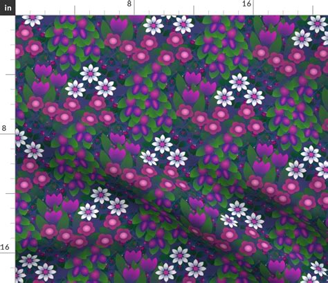 Blue Garden Medium Fabric Spoonflower