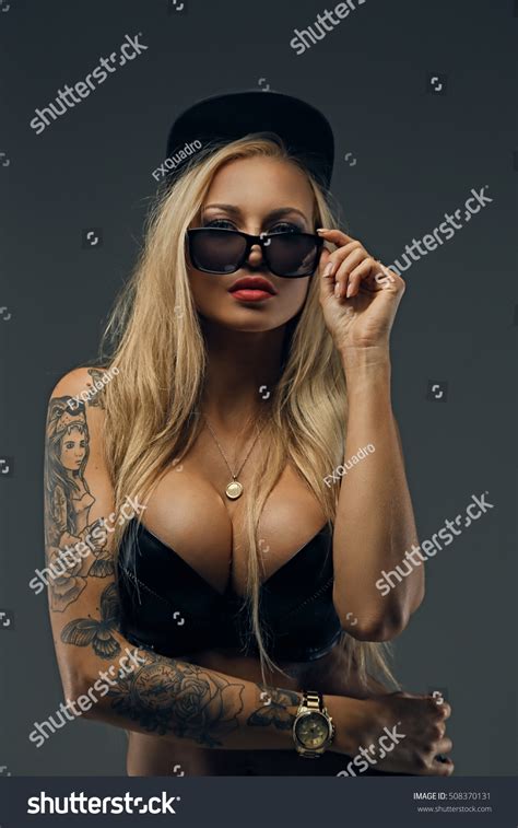 Studio Portrait Sexy Blonde Female Tattoo Stock Photo Shutterstock