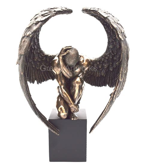 Home Living Statues Nude Winged Grieving Male Angel Marble Finish Statue Etna Pe