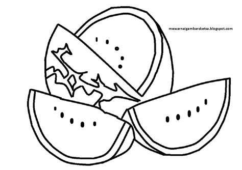 mewarnai gambar mewarnai gambar sketsa buah semangka