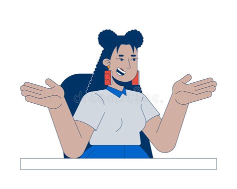 Mujer Latina Casual De Negocios Encogi Ndose De Hombros Sonriendo En El Personaje De Dibujos