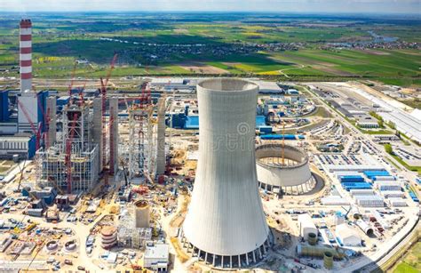 Construction Site of the New Modern Power Station Aerial View Stock ...