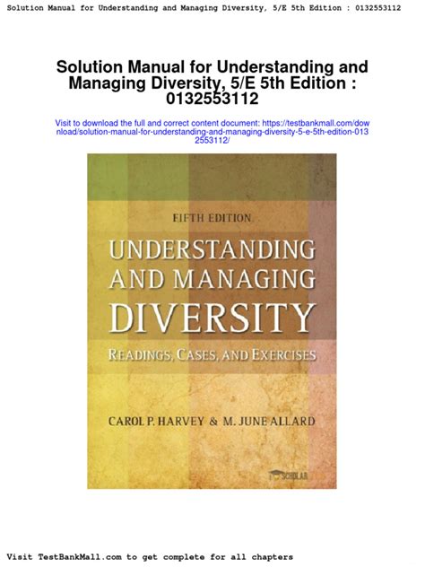 Solution Manual For Understanding And Managing Diversity 5 E 5th Edition 0132553112 Pdf