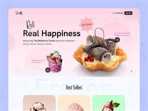 Scoopy Ice Cream Landing Page Design In Ice Cream Flavors Ice