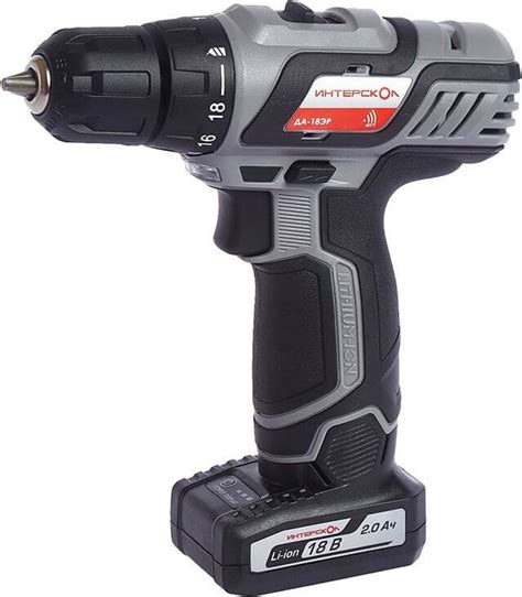 Аккумуляторная дрель-шуруповерт ИНТЕРСКОЛ ДА-18ЭР, Li-ion, 2 скорости ...