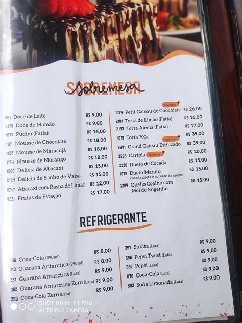 Menu em Bar do Cuscuz João Pessoa