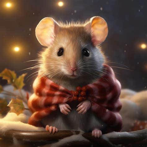 Premium AI Image There Is A Mouse That Is Sitting On A Branch In The