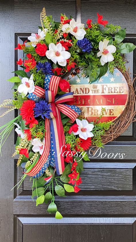 Flag Wreath Diy Patriotic Door Wreath Diy Floral Wreath Patriotic