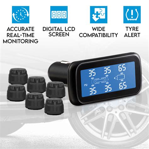 Elinz Car Auto Wireless Digital TPMS with 6 External Wateproof Sensors
