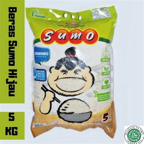 Jual Beras Sumo Kemasan Hijau Beras Pulen Dan Bersih Ekonomis 5 Kg