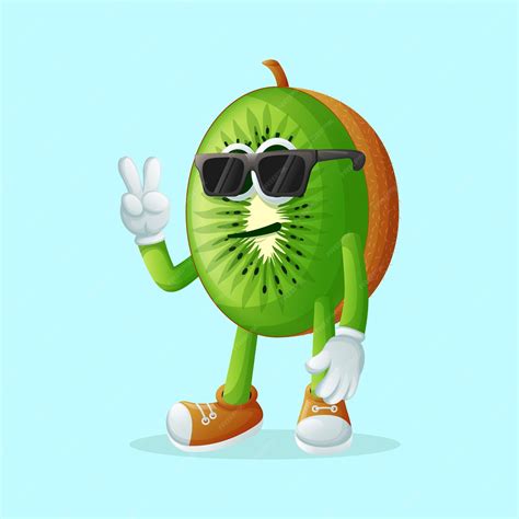 Персонаж киви с классным лицом и солнцезащитными очками идеально ...