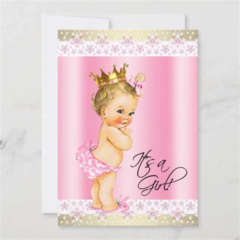 Pink And Gold Baby Girl Shower Blonde Invitation Zazzle