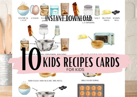 10 Recipes Kids Cards, Recipe Cards, Recipe Cards Printable, Cookbook ...