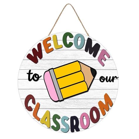 Welcome Sign for Classroom Door Decorations Wooden Classroom Sign Teacher Back to School Gift ...