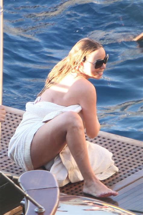 Mariah Carey In A White Bikini On A Yacht In Italy Gotceleb