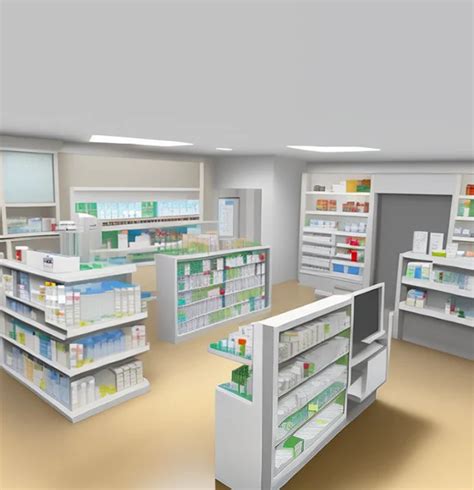 pharmacy shop counter interior design penbo display