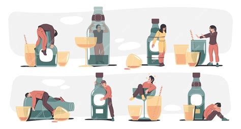 premium vector alcohol addiction concept cartoon drunk people lying