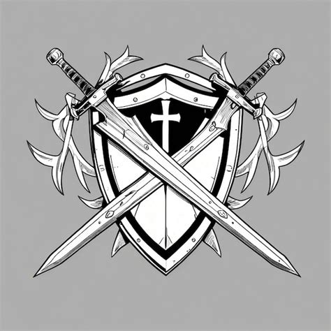 Premium Photo A Shield With A Sword And Swords On It
