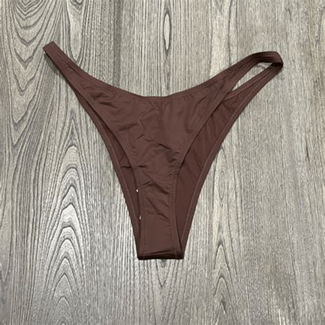 Skims Recycled Swim Micro Tanga Bikini Bottom Mid Rise Swimwear Cocoa X For Sale Online Ebay