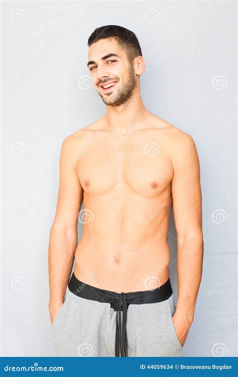 Handsome Man Half Naked On White Background Stock Photo Image Of