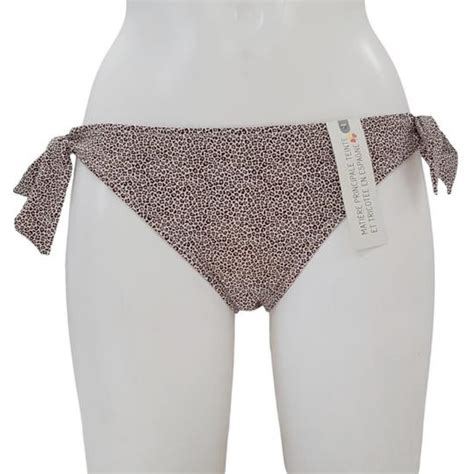 Neuf étiquette Slip maillot bikini Monoprix T imprimé léopard Label Emmaüs