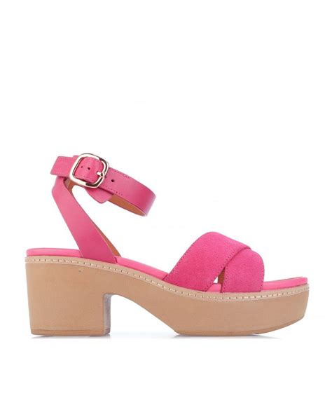 Fitflop S Fit Flop Pilar Crossover Suede Mix Platform Sandals In Pink