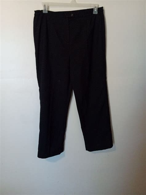 Sag Harbor Womens Pants Petite Black With Pattern Slacks Elastic