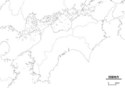 四国地方 日本白地図 高精細 A4版 無料地図 ライブラリ 平凡社地図出版