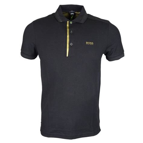 hugo boss paddy slim fit pique blackgold polo clothing