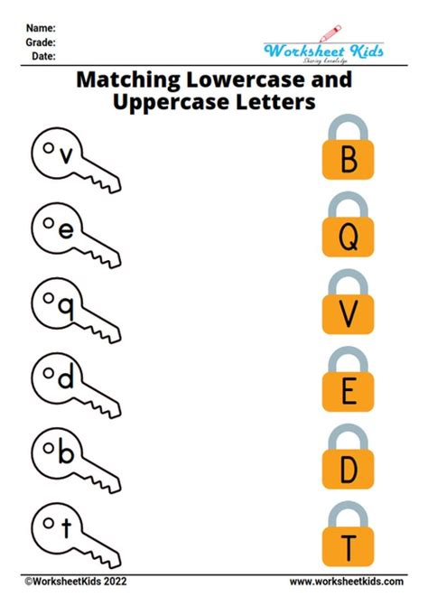 Matching Uppercase And Lowercase Letters Worksheet Free Printable