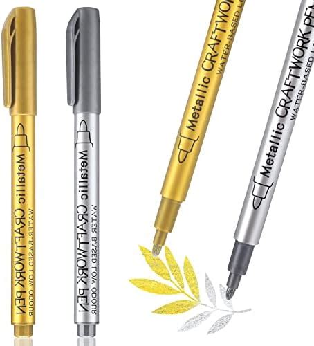 Prousky Pcs Metallic Marker Pens Gloss Dazzling Effect Gold Silver