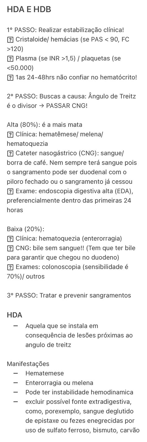 HDA E HDB Resumo Sobre Hemorragia Digestiva Alta E Baixa