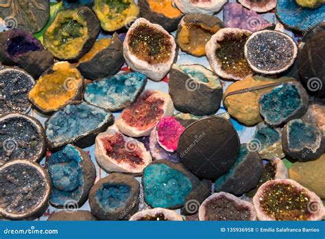Geodes Formation Of Minerals Of Different Colors Stock Photo Image