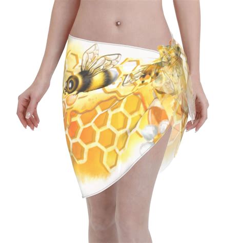 Coaee Honey Bee Women S Short Sarongs Beach Wrap Sheer Bikini Wraps Chiffon Cover Ups For Beach