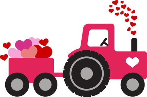 Tractor Hearts Valentine Tractor Pulling Hearts Svg File Etsy