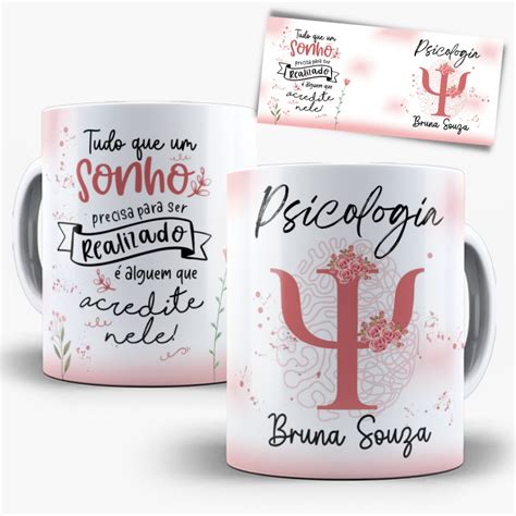 Caneca Personalizada Psicologia Nome Shopee Brasil