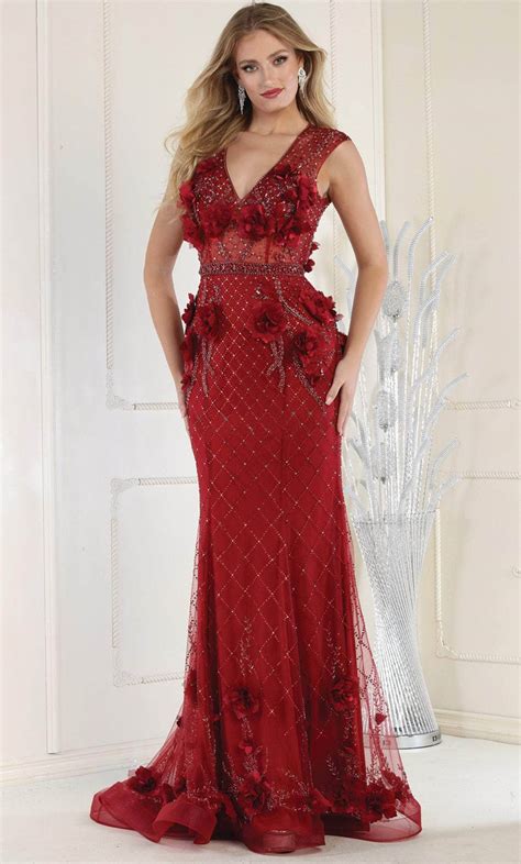 May Queen RQ7951 - Floral Embellished Evening Dress – Couture Candy