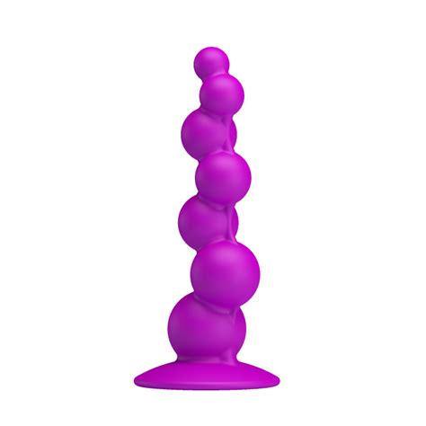Plug Anal Em Silicone Escalonado Ventosa X Cm Roxo Sex Shop