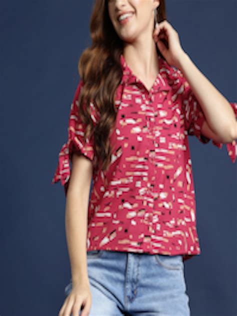 Buy Mast And Harbour Printed Puff Sleeves Shirt Style Top Tops For Women 25480638 Myntra