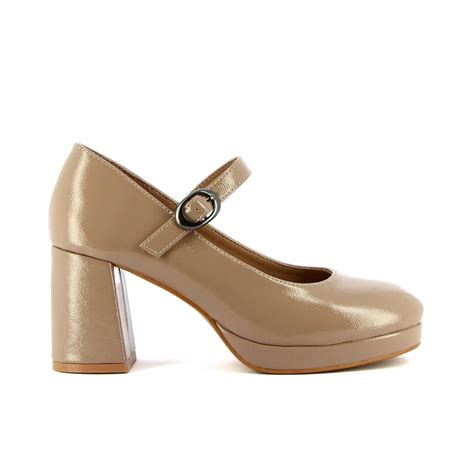 Decollet Nude Lucide Modello Mary Jane Con Tacco Alto E Plateau Alesya Scarpe Scarpe