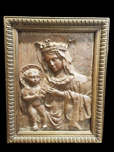 Proantic Haut Relief En Terre Cuite Repr Sentant La Vierge L Enfant