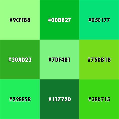 Shades Of Green Chart