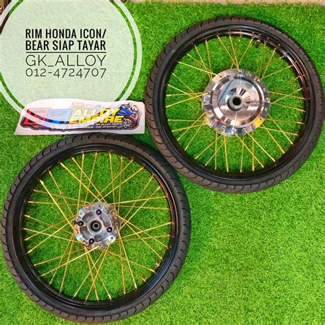 RIM ALLOY HITAM SIAP PASANG JEJARI SIAP TAYAR PNP MOTOR SCOOTER HONDA