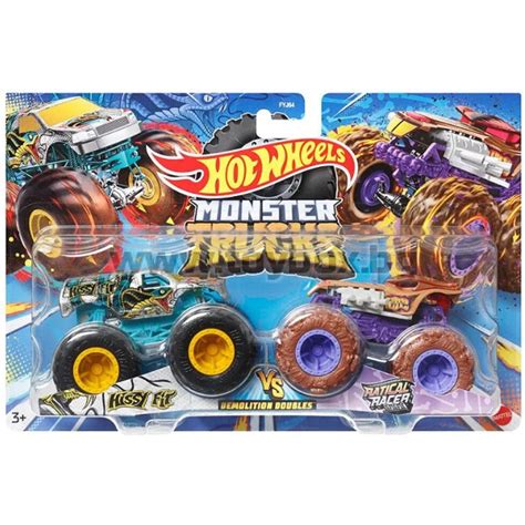 Hot Wheels Monster Trucks Demolition Doubles Hissy Fit vs Ratical Racer 2ks monster autíčko