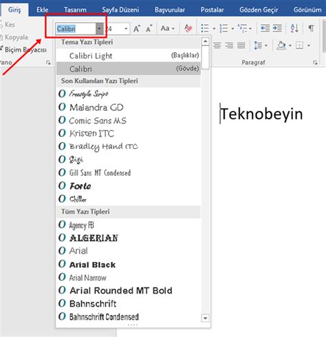 Wordde Yazı Tipi Değiştirme Nasıl Yapılır Teknobeyin