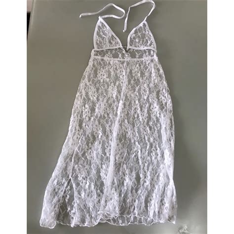 Vestido Lingerie Sexy Transparente Branco Tamanho Nico Moda Feminina