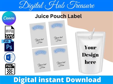 Juice Pouch Label Template Instant Download Editable Chip Bag