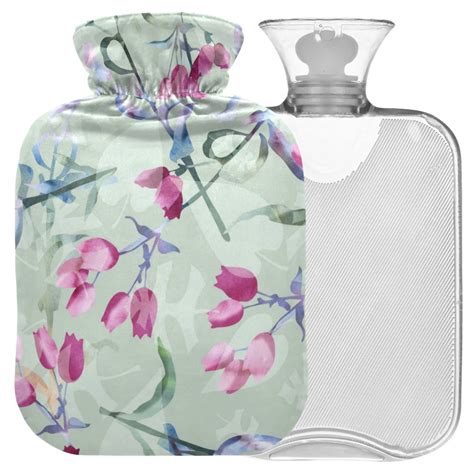 Naanle Watercolor Tulip Hot Water Bottle With Cover L Heat Cold Therapy For Pain Relief
