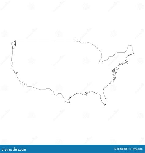 United States of America Vector Country Map Outline Stock Vector
