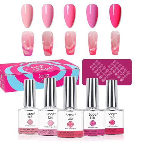 SAGEBIO Juego de esmaltes de uñas de gel nude de 5 colores para explorar uñas radiantes Yaxa